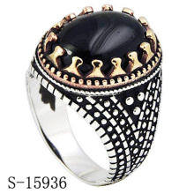 Anillo de joyería de plata de ley 925 Hotsale Design con ágata negra